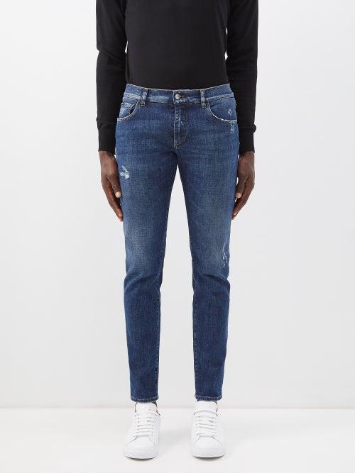 Dolce & Gabbana - Distressed Skinny Jeans - Mens - Blue