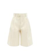 Matchesfashion.com Bottega Veneta - High-rise Cotton-twill Wide-leg Shorts - Womens - Cream