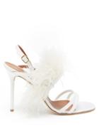 Matchesfashion.com Malone Souliers - Sonia Feather-embellished Grosgrain Sandals - Womens - White