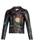 Saint Laurent Badge-appliqu Leather Biker Jacket