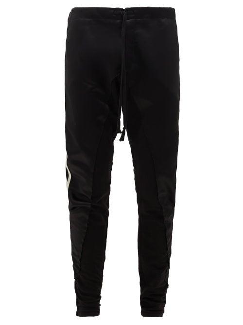 Matchesfashion.com Greg Lauren - Side-stripe Jersey And Satin Track Pants - Mens - Black