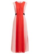 Matchesfashion.com Cefinn - Contrast Panel Tie Waist Voile Dress - Womens - Pink Multi