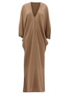 Matchesfashion.com Thea - The Selene Dolman-sleeve Silk Maxi Dress - Womens - Dark Beige