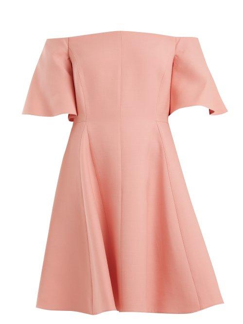 Matchesfashion.com Valentino - Off Shoulder Silk Crepe Dress - Womens - Pink