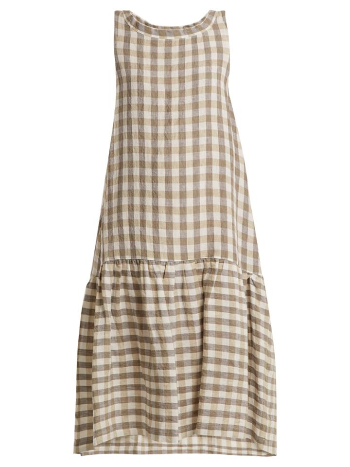 Lee Mathews Edith Sleeveless Checked Linen Dress