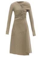 Matchesfashion.com Marine Serre - Reflective Crescent Moon-print Ruched Dress - Womens - Grey