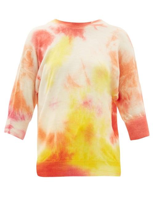 Matchesfashion.com Msgm - Cropped-sleeve Tie-die Wool Sweater - Womens - Pink Multi