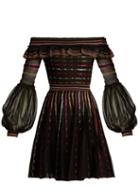 Matchesfashion.com Alexander Mcqueen - Off The Shoulder Silk Blend Dress - Womens - Black Multi
