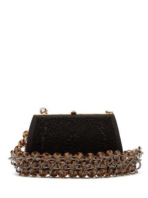 Matchesfashion.com Stefan Cooke - Button Chainmail Strap Vintage Faille Clutch - Womens - Black