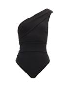 Matchesfashion.com Haight - Maria One-shoulder Crepe-jersey Swimsuit - Womens - Black