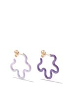 Bea Bongiasca - Mismatched Enamel 9kt Gold & Silver Earrings - Womens - Purple Multi