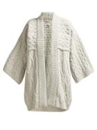 Matchesfashion.com Queene And Belle - Kitami Cable Knit Wool Cardigan - Womens - Light Grey