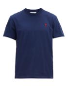Matchesfashion.com Ami - Logo Appliqud Cotton T Shirt - Mens - Navy
