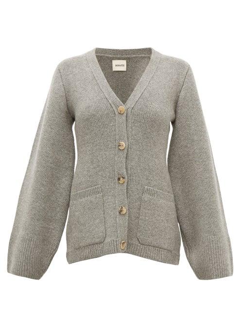 Matchesfashion.com Khaite - Lucy Flared-sleeve Cashmere-blend Cardigan - Womens - Grey