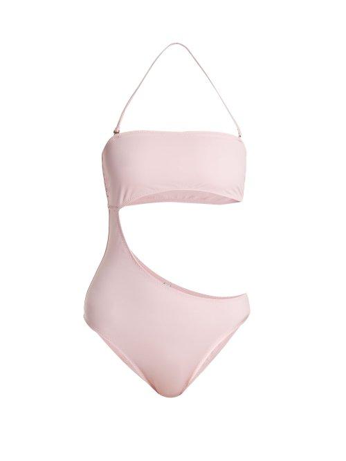 Matchesfashion.com Solid & Striped - Cece Bandeau Cut Out Swimsuit - Womens - Light Pink