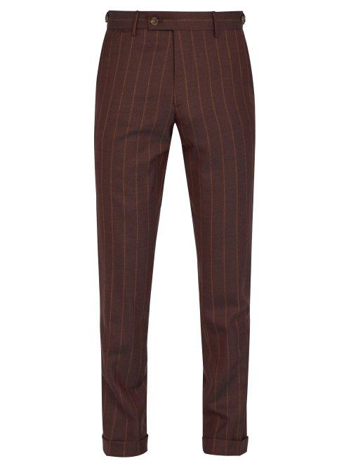 Matchesfashion.com Etro - Pinstripe Wool Trousers - Mens - Burgundy