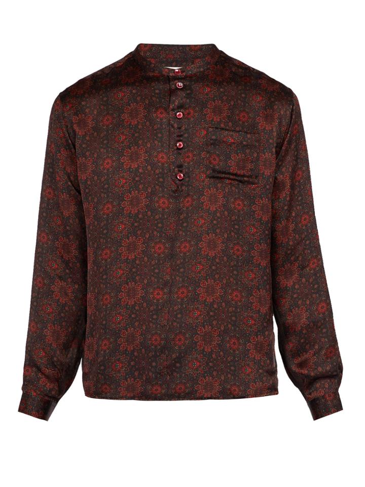 Saint Laurent Floral-print Silk Shirt
