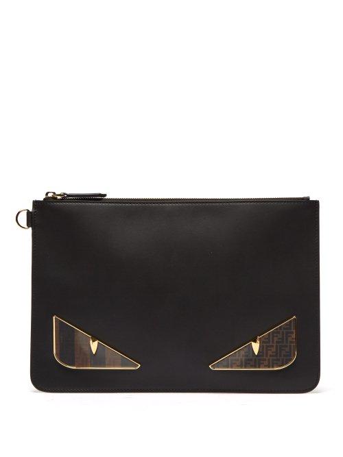 Matchesfashion.com Fendi - Bag Bugs Leather Pouch - Mens - Black Multi