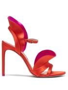 Matchesfashion.com Sophia Webster - Lucia Ruffle Embellished Satin Sandals - Womens - Orange Multi