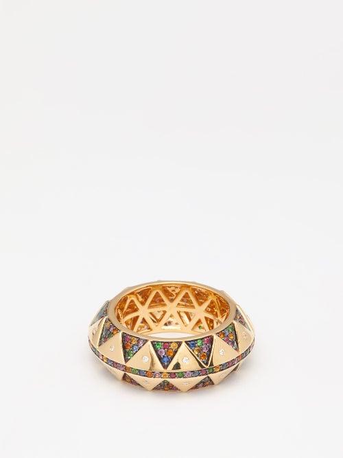 Harwell Godfrey - Chubby Talisman Sapphire, Topaz & 18kt Gold Ring - Womens - Yellow Gold