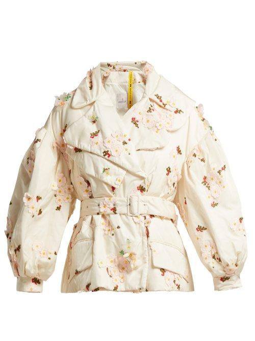 Matchesfashion.com 4 Moncler Simone Rocha - Hester Floral Embroidered Down Filled Jacket - Womens - White Multi