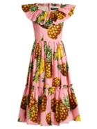 Dolce & Gabbana Pineapple-print Ruffled Cotton-poplin Dress