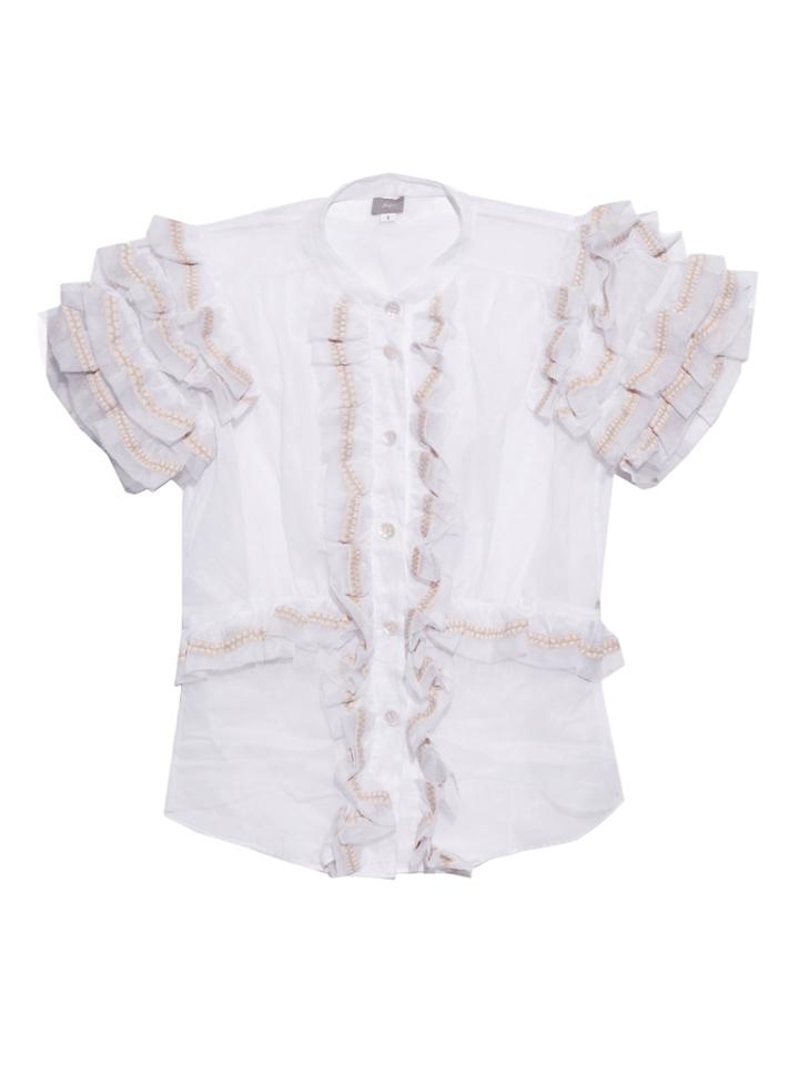 Jupe By Jackie Ruffled Cotton-organdy Blouse