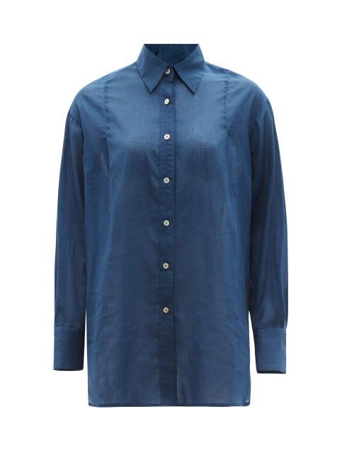 Matchesfashion.com Loup Charmant - Boyfriend Cotton-poplin Shirt - Womens - Navy