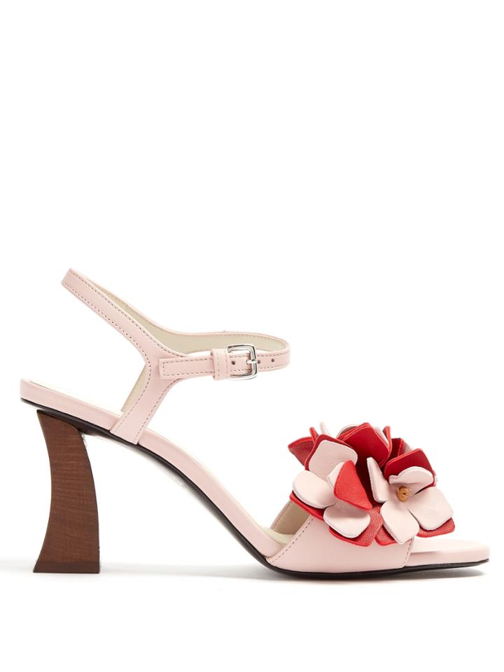 Marni Floral-appliqu Leather Sandals