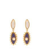 Sylvia Toledano Evil Eye Pearl And Lapis-lazuli Clip-on Earrings