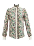 Matchesfashion.com See By Chlo - Floral Meadow-print Silk Crepe-de-chine Blouse - Womens - Green Print