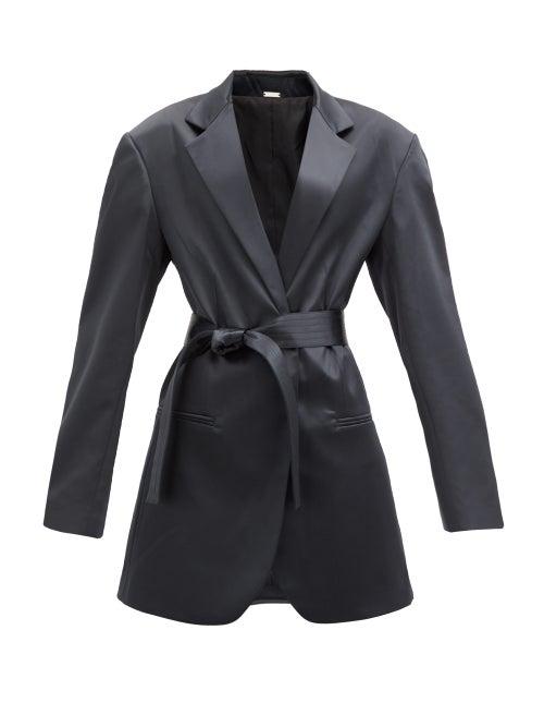Matchesfashion.com Dodo Bar Or - Coco Sash-waist Satin Suit Jacket - Womens - Black