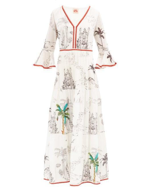 Matchesfashion.com Le Sirenuse, Positano - Bella Prehistoric Positano-print Cotton Dress - Womens - White Print