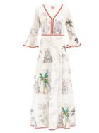 Matchesfashion.com Le Sirenuse, Positano - Bella Prehistoric Positano-print Cotton Dress - Womens - White Print