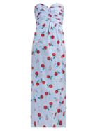Matchesfashion.com Rebecca De Ravenel - Dandelion Flying Fruit Print Cotton Dress - Womens - Blue Multi