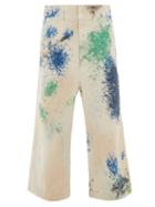 Matchesfashion.com Sasquatchfabrix - Docan Paint-print Cotton-canvas Trousers - Mens - White