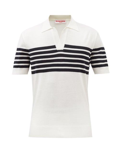 Orlebar Brown - Holman Striped Merino Polo Shirt - Mens - Cream Multi