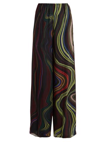 By. Bonnie Young Asylum-print Wide-leg Silk-chiffon Trousers