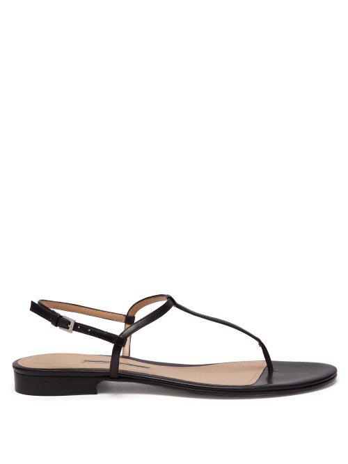 Matchesfashion.com Emme Parsons - Cecilia T Bar Strap Leather Sandals - Womens - Black