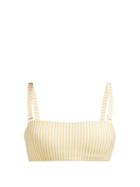 Matchesfashion.com Asceno - Striped Technical Seersucker Bikini Top - Womens - Yellow