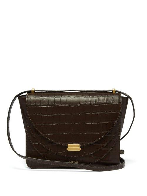 Matchesfashion.com Wandler - Luna Crocodile Effect Leather Cross Body Bag - Womens - Dark Brown