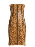 Matchesfashion.com Richard Quinn - Python Effect Leather Dress - Womens - Brown Print