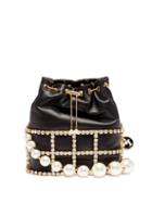 Rosantica - Holli Faux-pearl, Crystal & Leather Cage Handbag - Womens - Black Multi