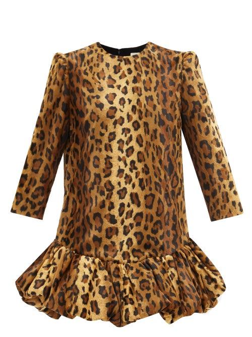 Matchesfashion.com Khaite - Lorie Flounced Leopard-print Velvet Dress - Womens - Leopard