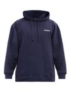 Matchesfashion.com Vetements - Logo-print Cotton-blend Jersey Hooded Sweatshirt - Mens - Navy