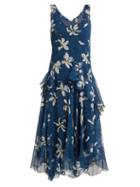 Matchesfashion.com Isa Arfen - Magnolia Print Silk Dress - Womens - Navy Print