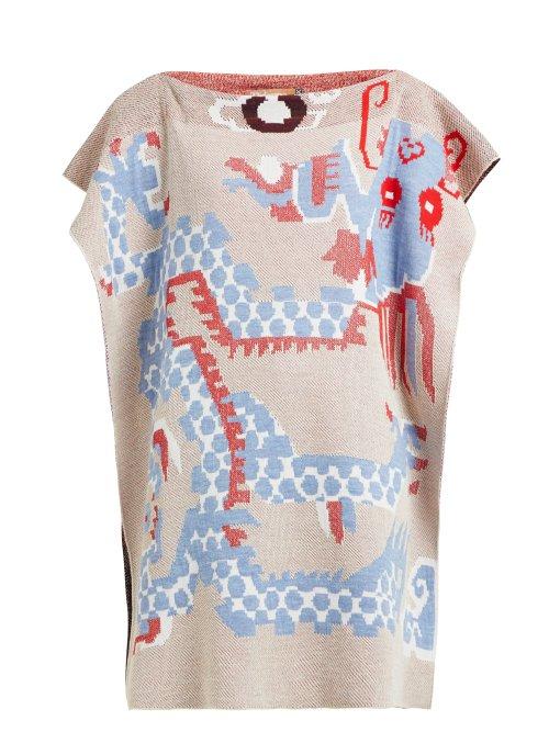 Matchesfashion.com Vivienne Westwood - Dragon Woven Knit Poncho - Womens - Beige Multi