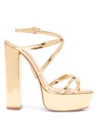 Matchesfashion.com Aquazzura - Gin 140 Metallic-leather Platform Sandals - Womens - Gold