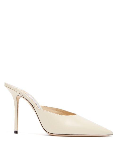 Matchesfashion.com Jimmy Choo - Rav 100 Leather Mules - Womens - Cream