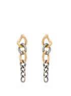 Matchesfashion.com Hum - Diamond, 18kt Gold & Sterling Silver Drop Earrings - Womens - Silver Gold
